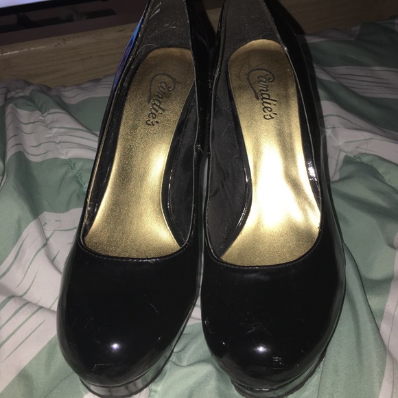 Candie's Black Patent Platform Stiletto Heel - Picture 1 of 5